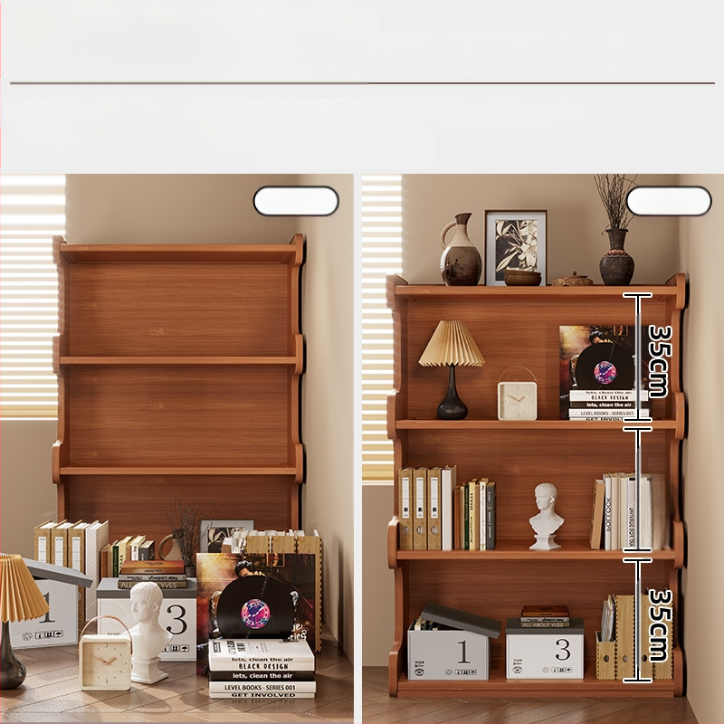 Police za knjige, višeslojni podni stalak za dnevni boravak, bambus Nanzhu + MDF, model 568, moderni minimalistički stil, Haichuan