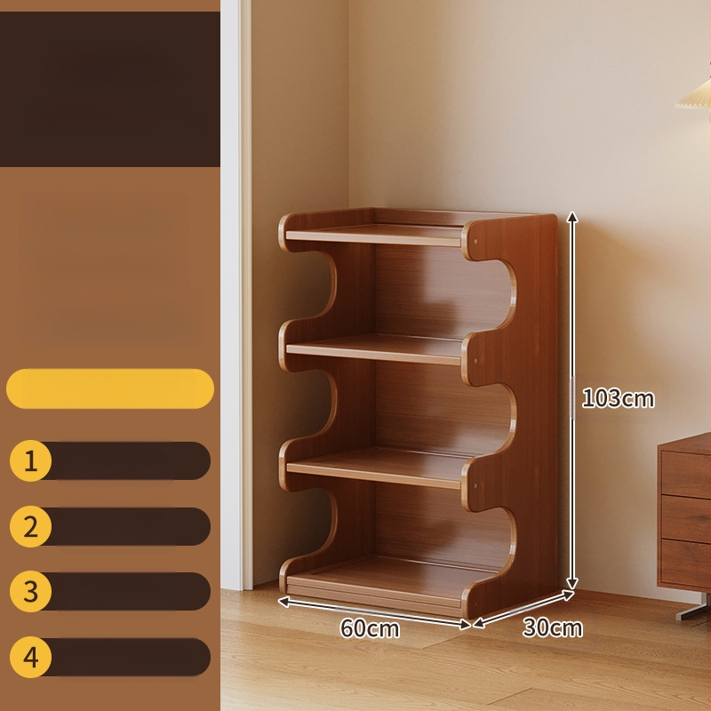 Police za knjige, višeslojni podni stalak za dnevni boravak, bambus Nanzhu + MDF, model 568, moderni minimalistički stil, Haichuan