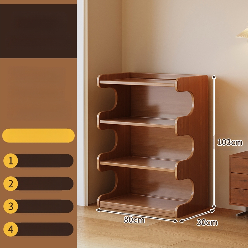 Police za knjige, višeslojni podni stalak za dnevni boravak, bambus Nanzhu + MDF, model 568, moderni minimalistički stil, Haichuan