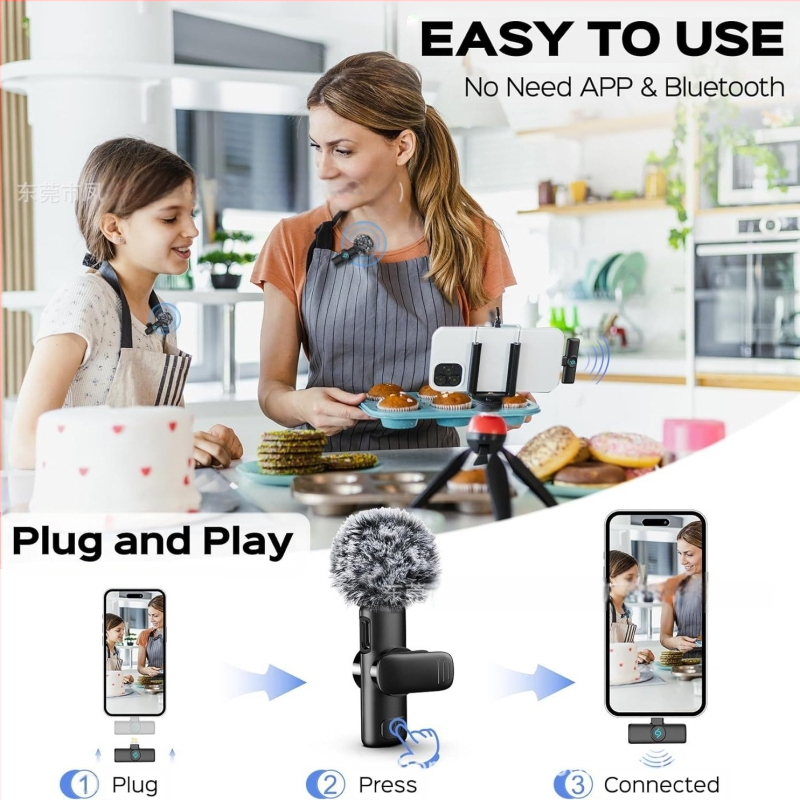 Microfon lavalier K11 pentru înregistrări profesionale și difuzări live, gamă de frecvențe 60 Hz–15 kHz, SNR ≥100 dB, baterie încorporată 50–100 mAh, autonomie 6–8 ore