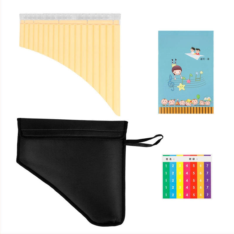 Panfluită cu 16 și 18 tuburi, tonalitate C, modele PX-1/PX-2, origine Zhejiang, ambalaj: husă din pânză Oxford, destinată predării elevilor.