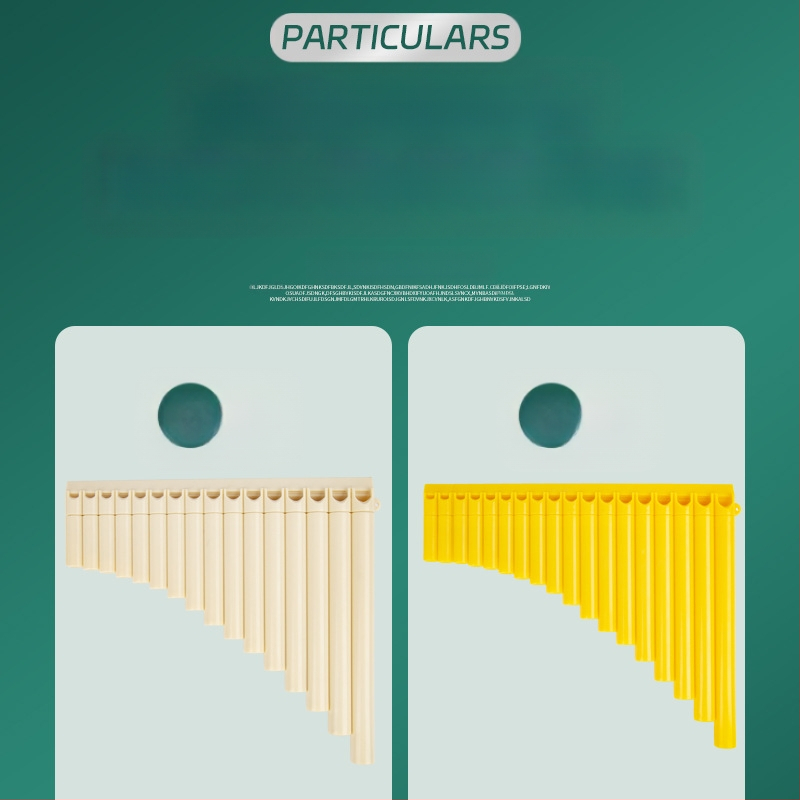 Panflută din plastic, 16/18 țevi, tonalitatea C, pentru începători, cu husă