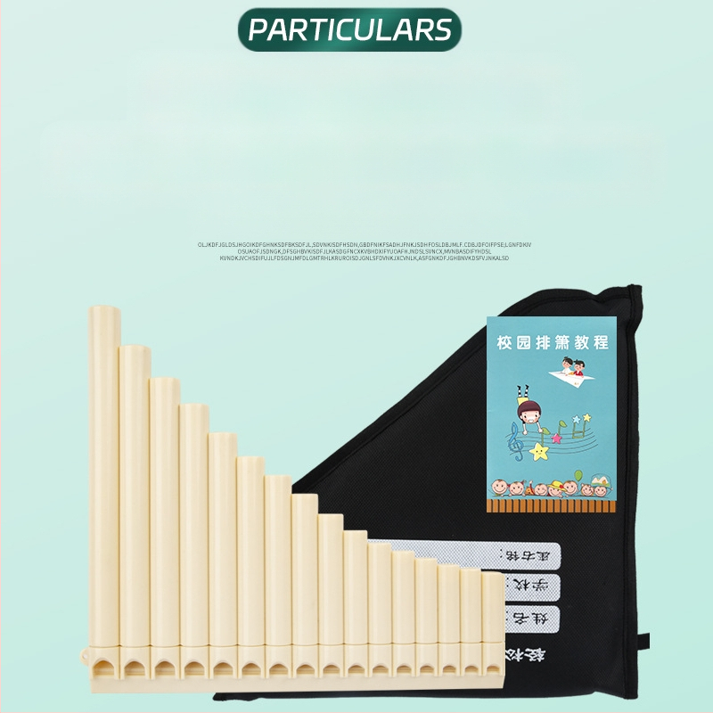Panflută din plastic, 16/18 țevi, tonalitatea C, pentru începători, cu husă
