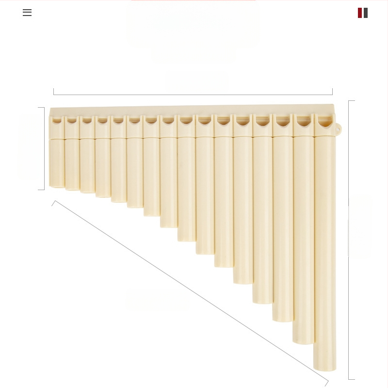 Panflută din plastic, 16/18 țevi, tonalitatea C, pentru începători, cu husă