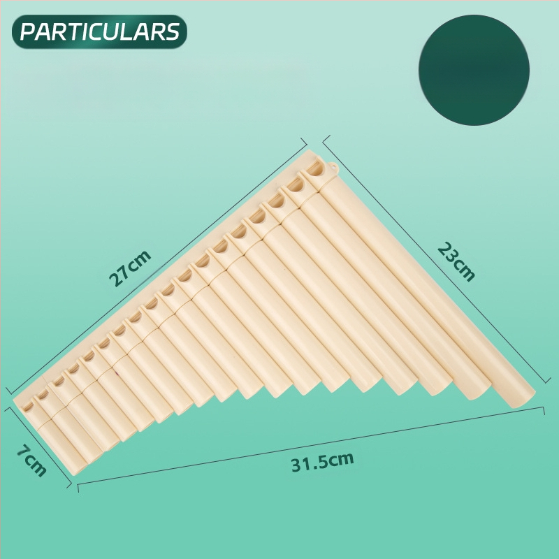 Panflută din plastic, 16/18 țevi, tonalitatea C, pentru începători, cu husă