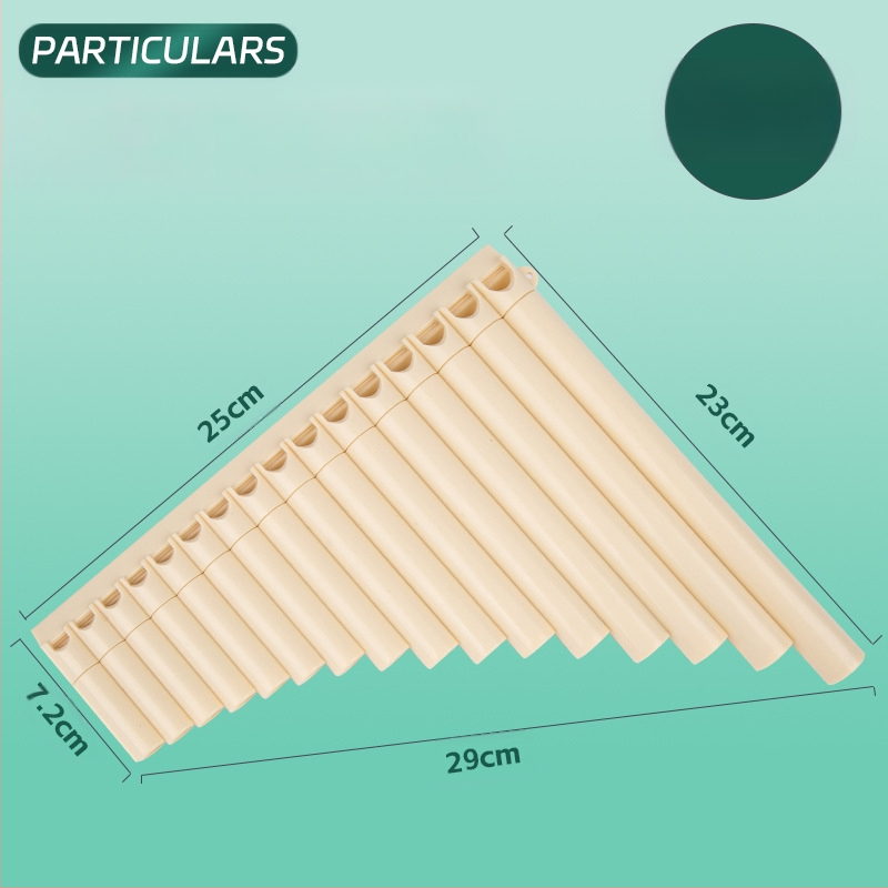 Panflută din plastic, 16/18 țevi, tonalitatea C, pentru începători, cu husă