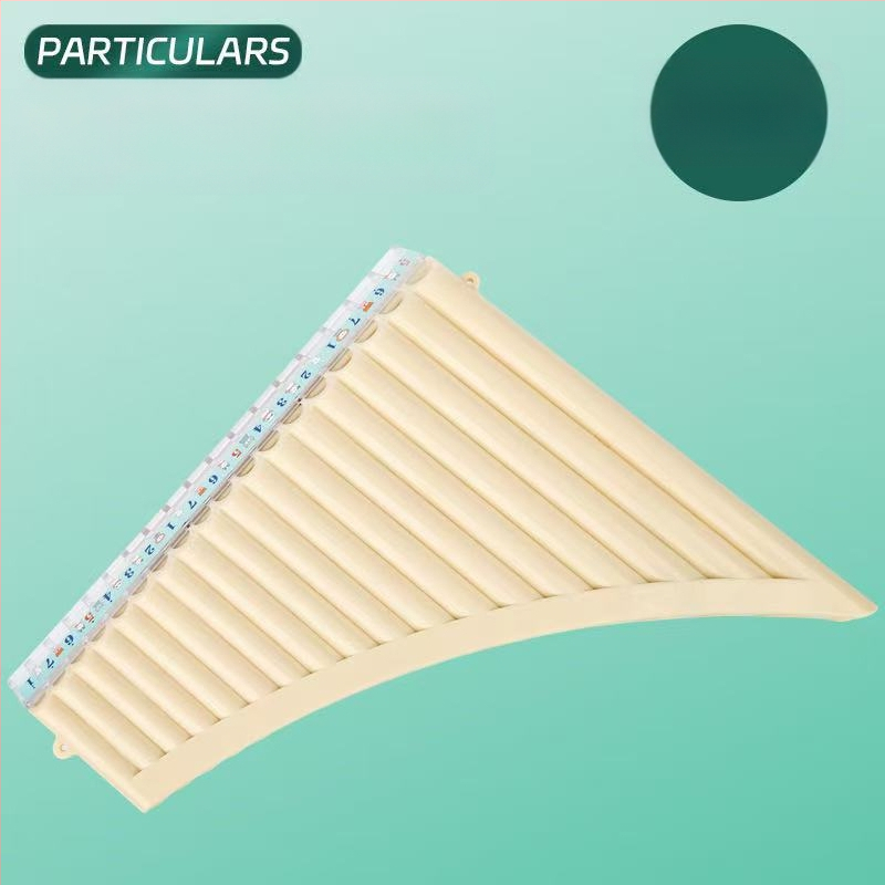 Panflută din plastic, 16/18 țevi, tonalitatea C, pentru începători, cu husă