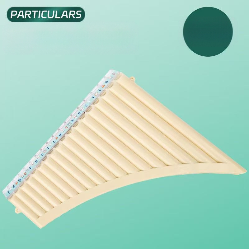 Panflută din plastic, 16/18 țevi, tonalitatea C, pentru începători, cu husă