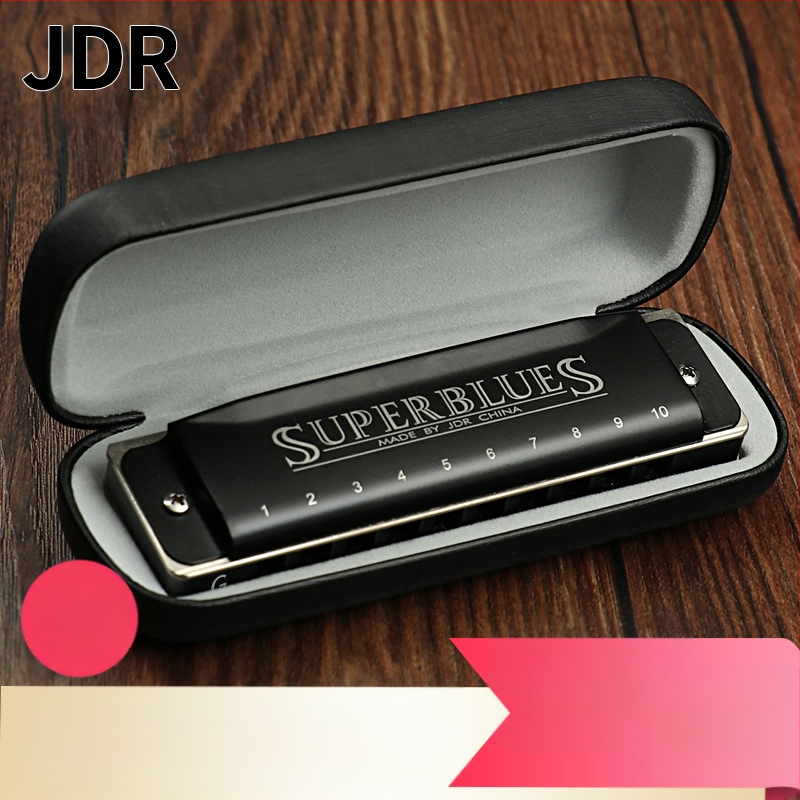 Harmonica JDR1020, 10 găuri, 20 tonuri, armonică blues cu capac din oțel inoxidabil și orificii de sunet din rășină