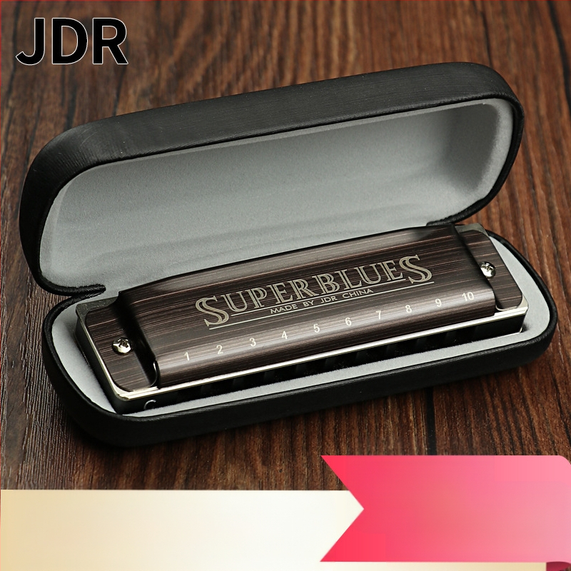 Harmonica JDR1020, 10 găuri, 20 tonuri, armonică blues cu capac din oțel inoxidabil și orificii de sunet din rășină