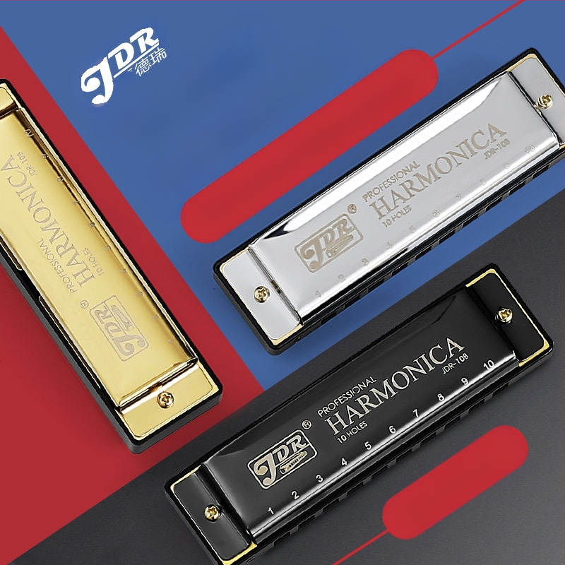Harmonica blues, 10 găuri, tonalitate C, model JDR-10, brand JDR/Jade Rui, instrument muzical diatonic blues