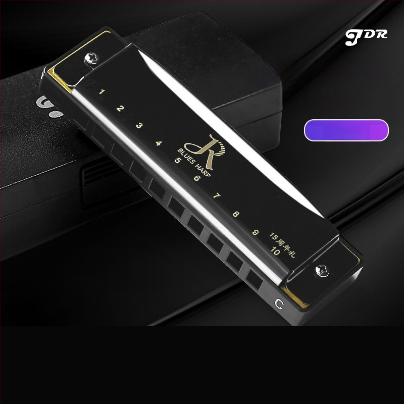Harmonica blues, 10 găuri, tonalitate C, model JDR-10, brand JDR/Jade Rui, instrument muzical diatonic blues