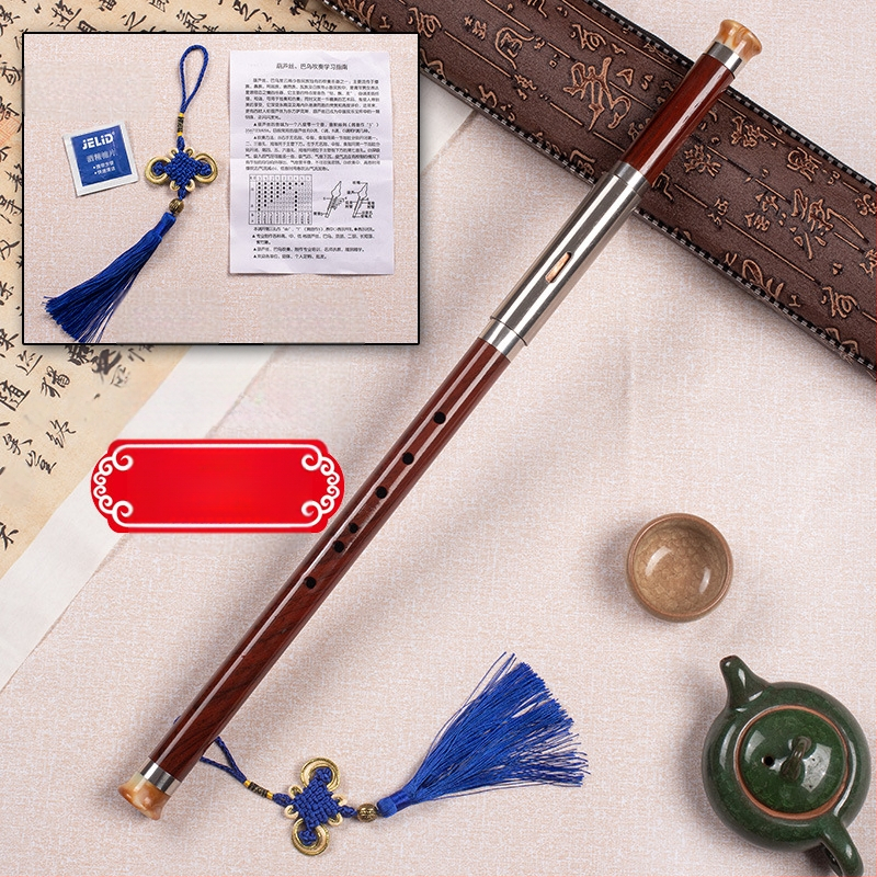 Bawu din rășină cu imitație de mahon, instrument muzical cross-blown cu intonație precisă; rezistent la căderi, mucegai și crăpături; tonuri G și F