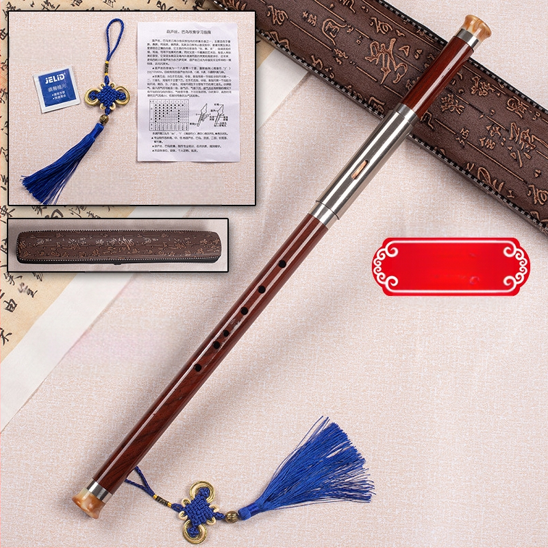 Bawu din rășină cu imitație de mahon, instrument muzical cross-blown cu intonație precisă; rezistent la căderi, mucegai și crăpături; tonuri G și F