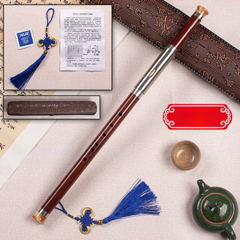 Bawu din rășină cu imitație de mahon, instrument muzical cross-blown cu intonație precisă; rezistent la căderi, mucegai și crăpături; tonuri G și F