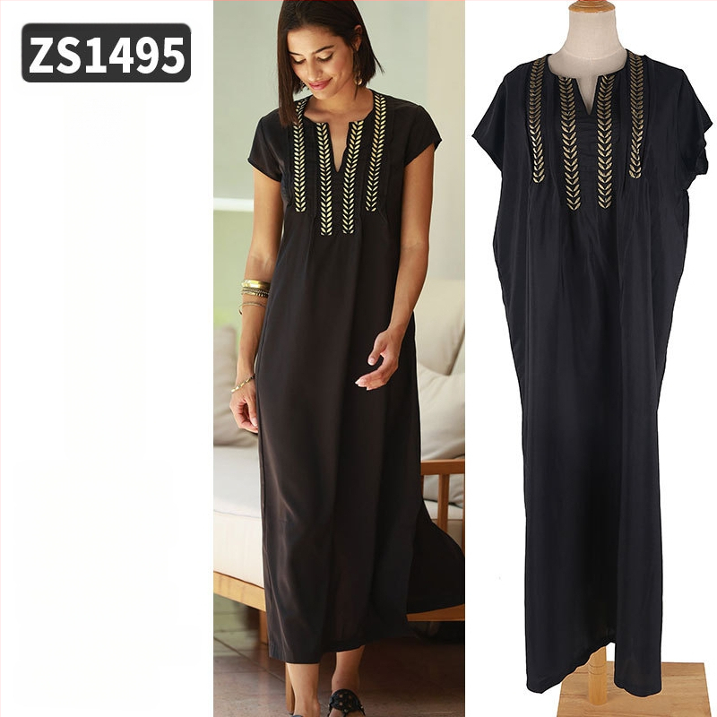 Robe de plajă lungă cu broderie din rayon; căptușeală: rayon, 100% bumbac; stil: îmbrăcăminte de plajă; pentru femei 18–24 ani
