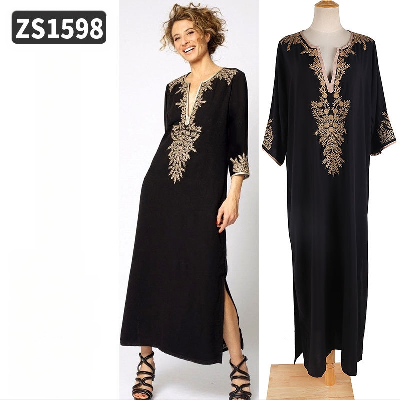 Robe de plajă lungă cu broderie din rayon; căptușeală: rayon, 100% bumbac; stil: îmbrăcăminte de plajă; pentru femei 18–24 ani