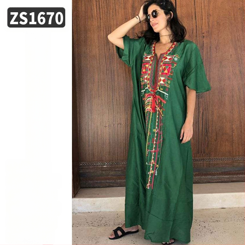Robe de plajă lungă cu broderie din rayon; căptușeală: rayon, 100% bumbac; stil: îmbrăcăminte de plajă; pentru femei 18–24 ani