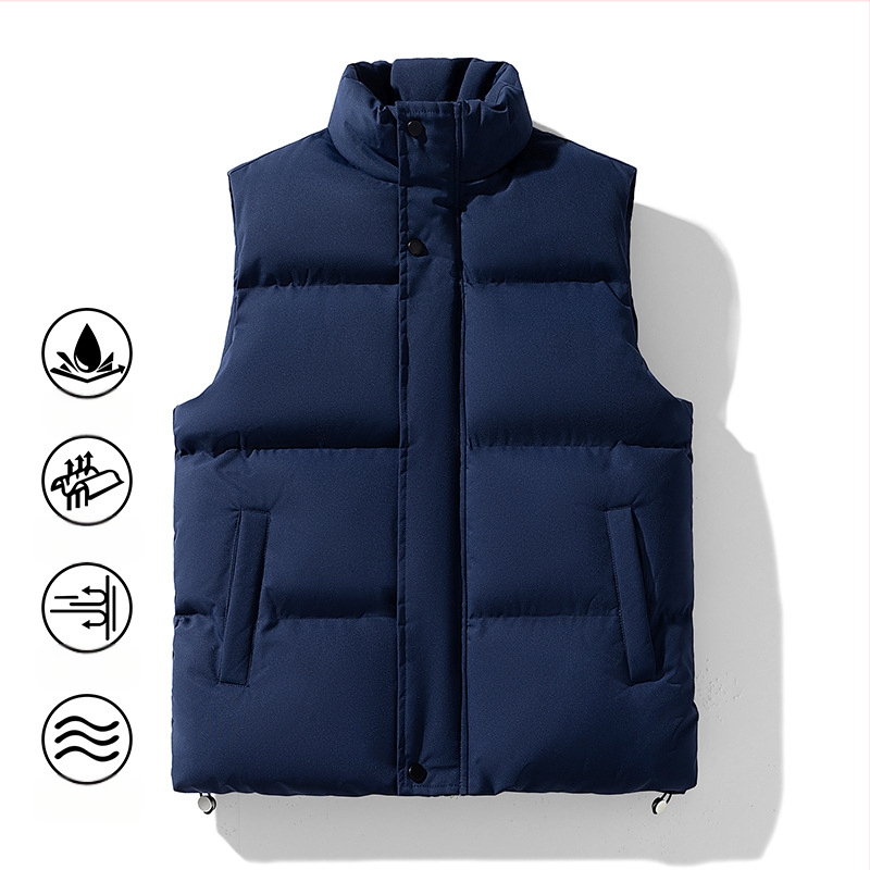 Muška bezrukavna vesta s Down izolacijom, slim fit, prugast corduroy vanjski sloj i glavna tkanina od zajčine dlake