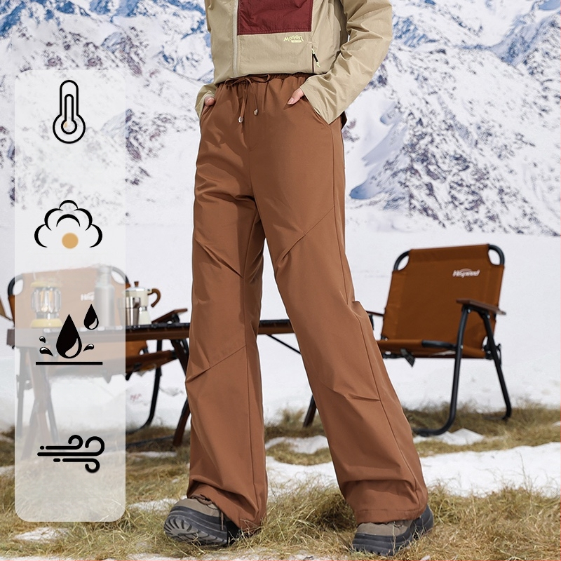 Pantaloni de iarnă pentru femei cargo, croială dreaptă, talie înaltă, țesătură 95% poliester, umplutură din puf de rață alb