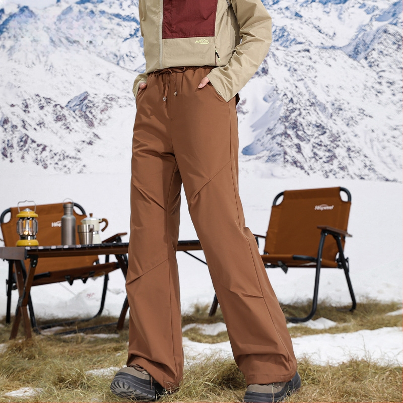 Pantaloni de iarnă pentru femei cargo, croială dreaptă, talie înaltă, țesătură 95% poliester, umplutură din puf de rață alb