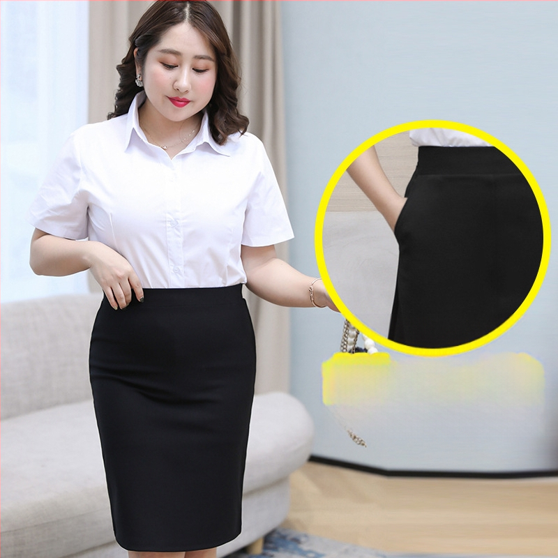 Magas derekú midi szoknya, egyszínű, anyaga nylon/spandex, számítógépes lapos kötésben készült