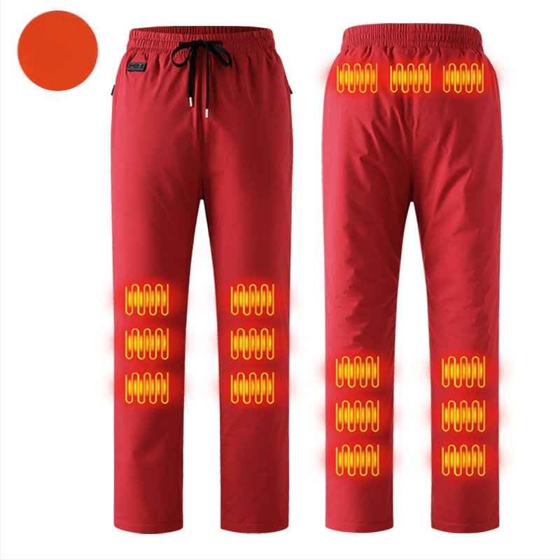 Pantaloni încălziți electric inteligenți, căptuți cu fleece, croială drept, talie medie, amestec din fibre de poliester