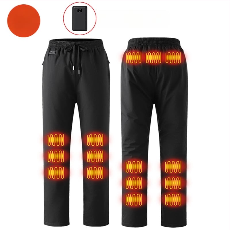 Pantaloni încălziți electric inteligenți, căptuți cu fleece, croială drept, talie medie, amestec din fibre de poliester