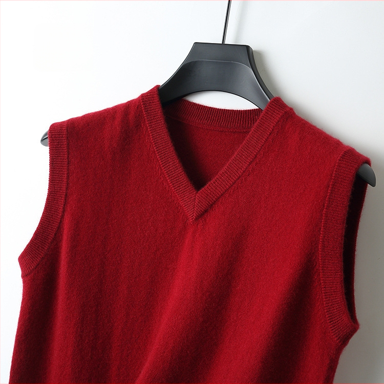 Ανδρικό γιλέκο από 100% μαλλί, πλεκτό, χωρίς μανίκια, άνετη εφαρμογή, V-λαιμός
