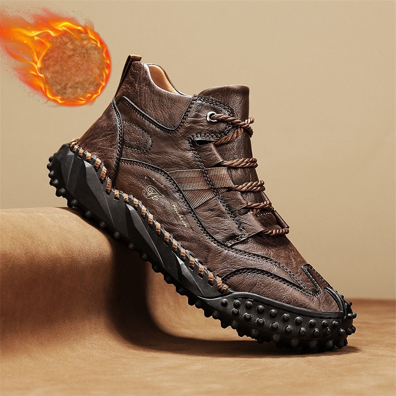 Martin μποτάκια για άνδρες, υψηλά για χειμώνα και εξωτερικούς χώρους, microfiber δέρμα επάνω μέρος, σόλα από καουτσούκ, στρογγυλό δάχτυλο, PU πάτος