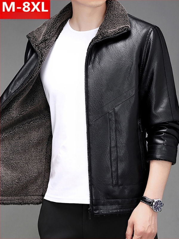 PU bőrkabát poliészter béléssel, reveres gallér, cipzár, laza szabású