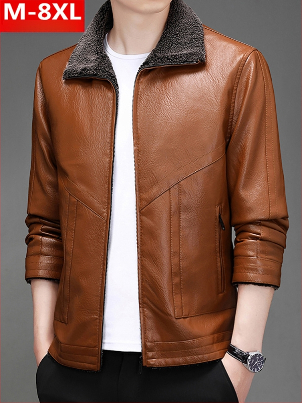 PU bőrkabát poliészter béléssel, reveres gallér, cipzár, laza szabású