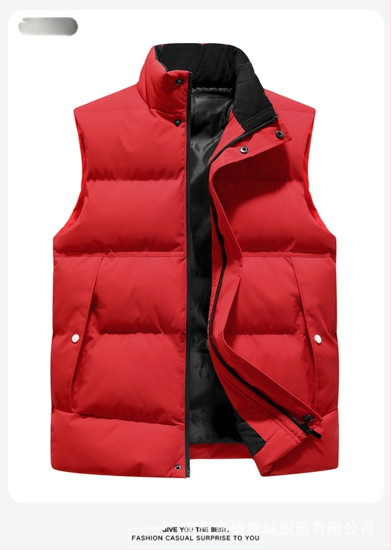 Мъжка памучна жилетка с полиестерен пълнеж и полиестерна подплата, спортен стил, кройка Фит, без качулка, сваляема яка