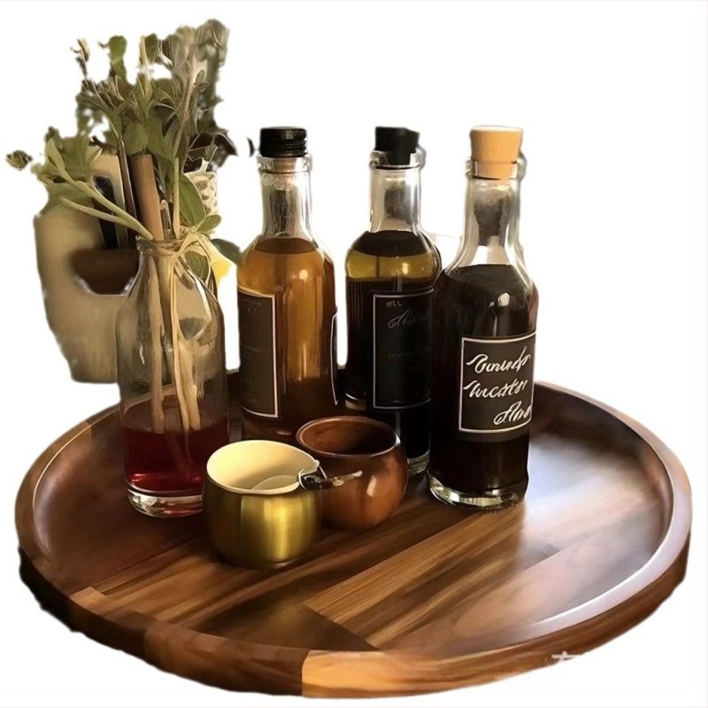 Ēdienu šķīvis japāņu stilā no melnās valrūtas koka, minimālisma stilā, ar logotipa drukāšanu un pielāgošanu, izlaists 2023. gadā.