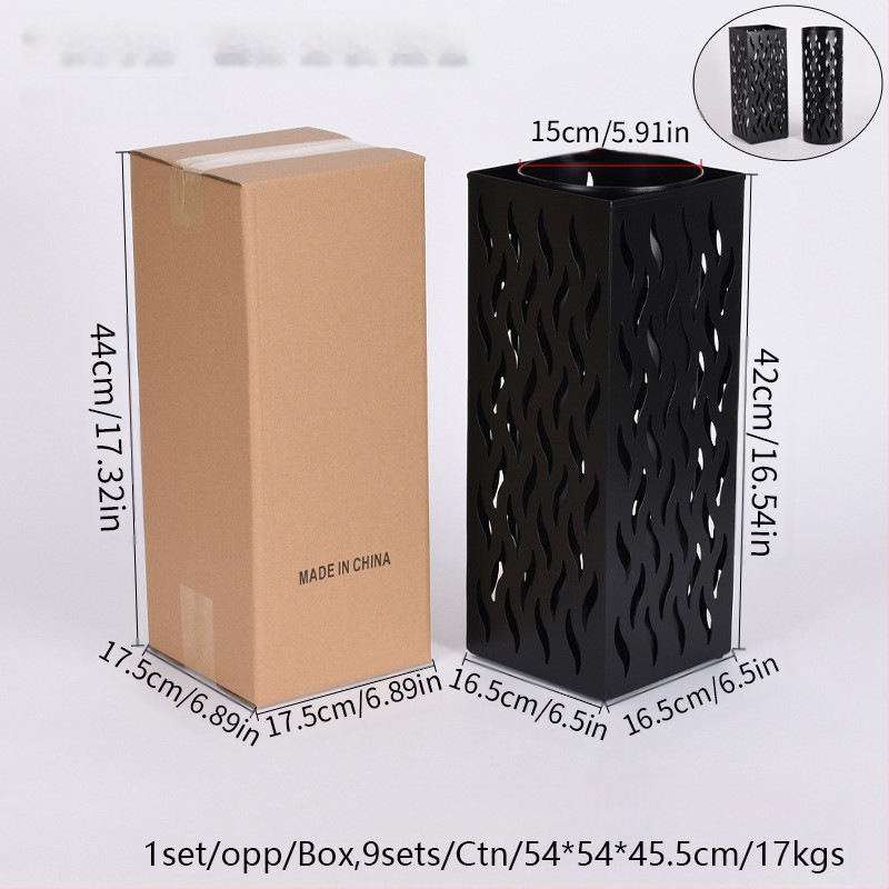 Dzelzs lietussargu uzglabāšanas statīvs, vienkāršs un mūsdienīgs stilā, izlaists 2024. gada rudens, piemērots viesnīcas hallei un mājas uzglabāšanai.