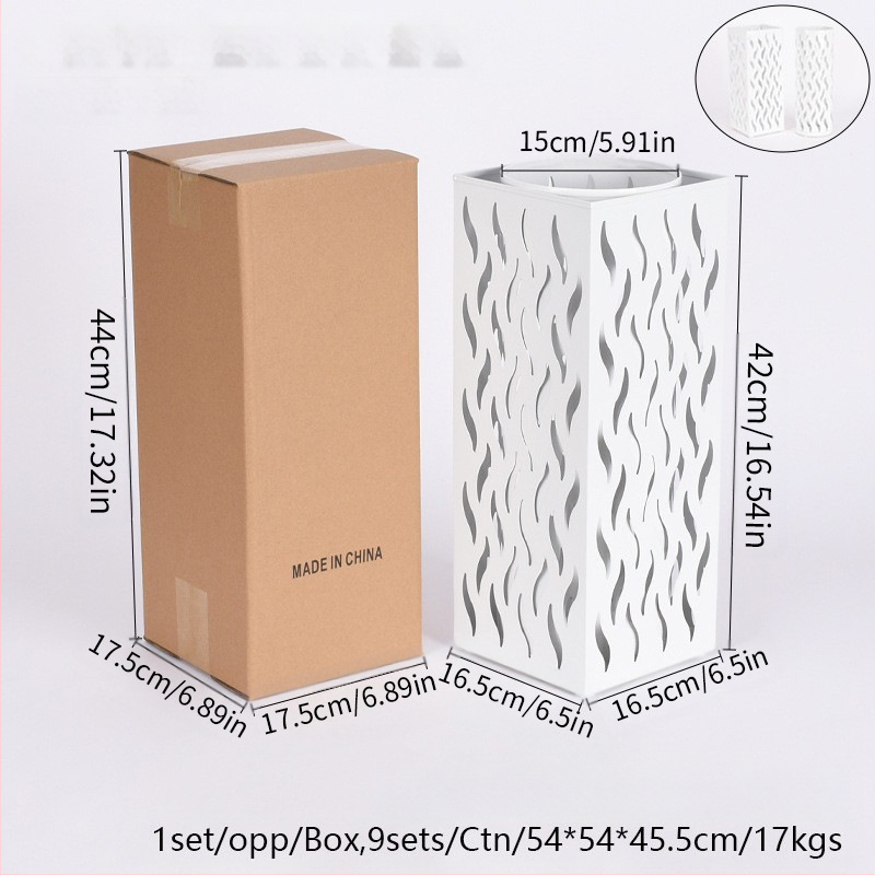 Dzelzs lietussargu uzglabāšanas statīvs, vienkāršs un mūsdienīgs stilā, izlaists 2024. gada rudens, piemērots viesnīcas hallei un mājas uzglabāšanai.