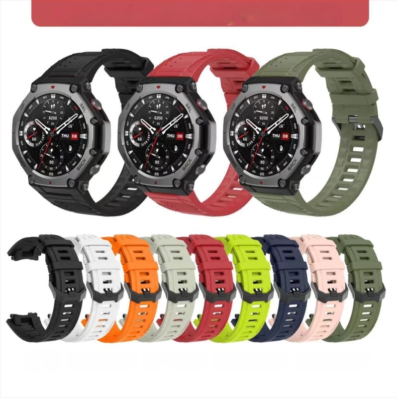 Silikoninė pakeičiamoji apyrankė Amazfit T-Rex 3 su sagtimi, 25 g, reguliuojamas jungties dydis