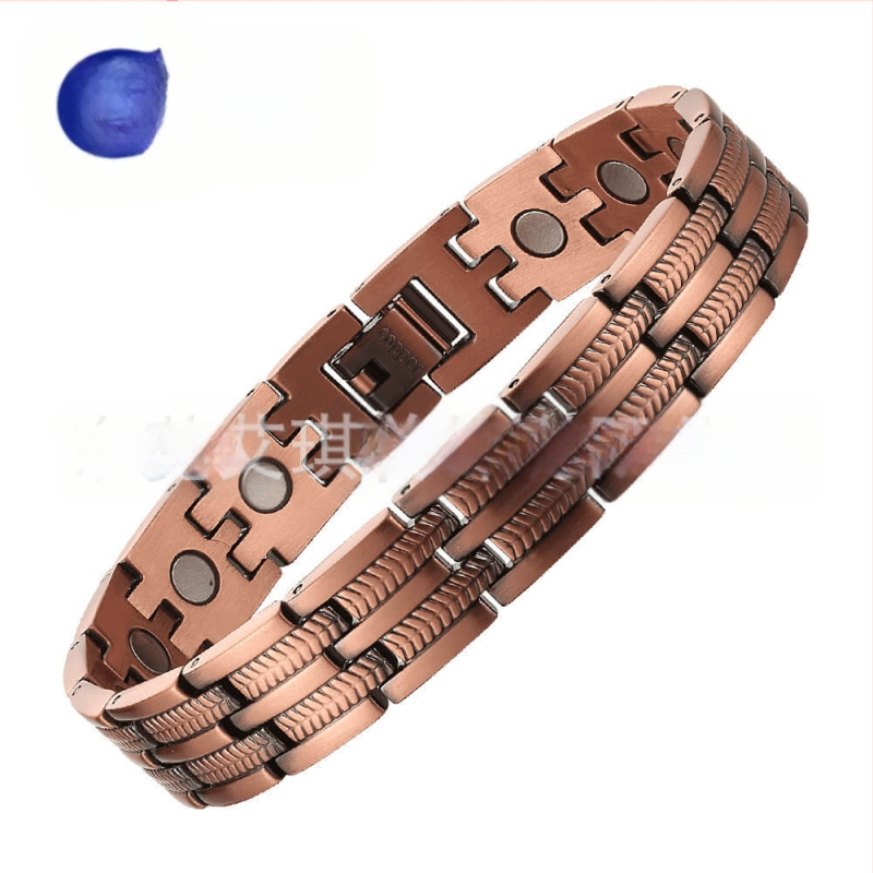 Βραχιόλι μαγνητικής θεραπείας, unisex, γεωμετρικός σχεδιασμός από χαλκό, γυαλισμένο φινίρισμα