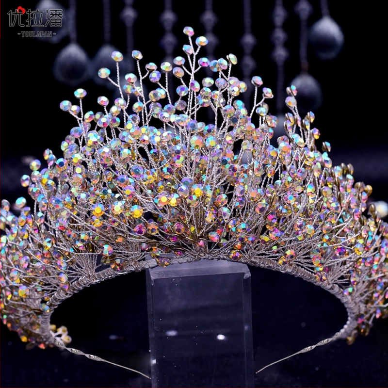 Булчинска корона‑тиара, комплект от три части, метална сплав, диамантено покритие и кристали