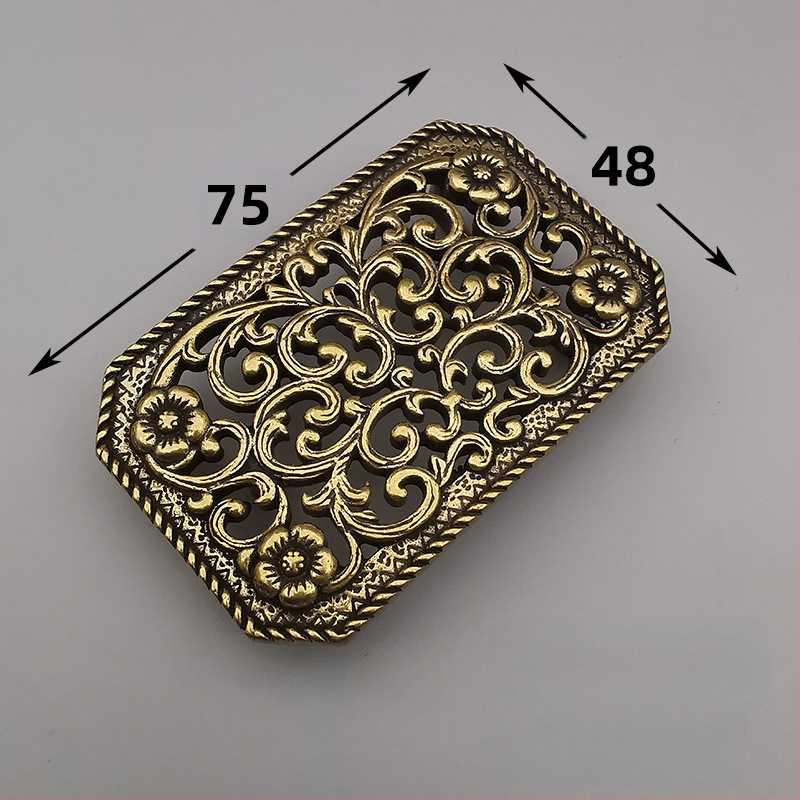 Медна коланна катарама, правоъгълна пластинна форма, закопчаване с планка, унисекс дизайн, стил за свободно време