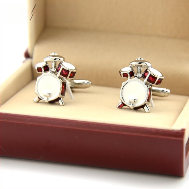 Копчета за ръкавели Jovan – барабанен сет, карикатурен стил, унисекс, меден материал, обработка: капене на масло