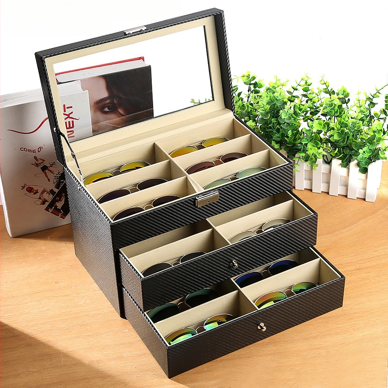 Κουτί για ρολόγια, γυαλιά και κοσμήματα με διαφανές καπάκι — ανθεκτικό στη σκόνη, κατασκευή από χαρτί, στυλ αγροτικό, οργάνωση κοσμημάτων