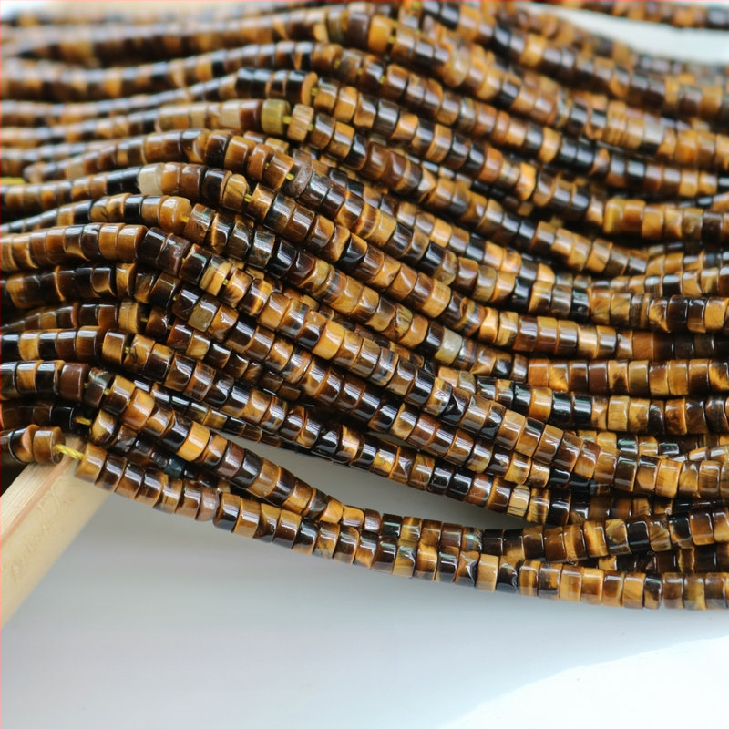 Дискови spacer мъниста от тигрово око, серия мъниста за огърлица, с централен отвор