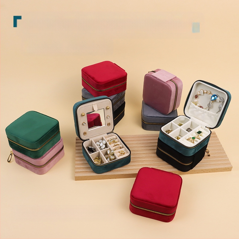 Βελούδινο φορητό κουτί κοσμημάτων για σκουλαρίκια και δαχτυλίδια, φλανελ κουτί κοσμημάτων, Ντονγκουάν, Κίνα, λιανική συσκευασία σε χαρτόνι