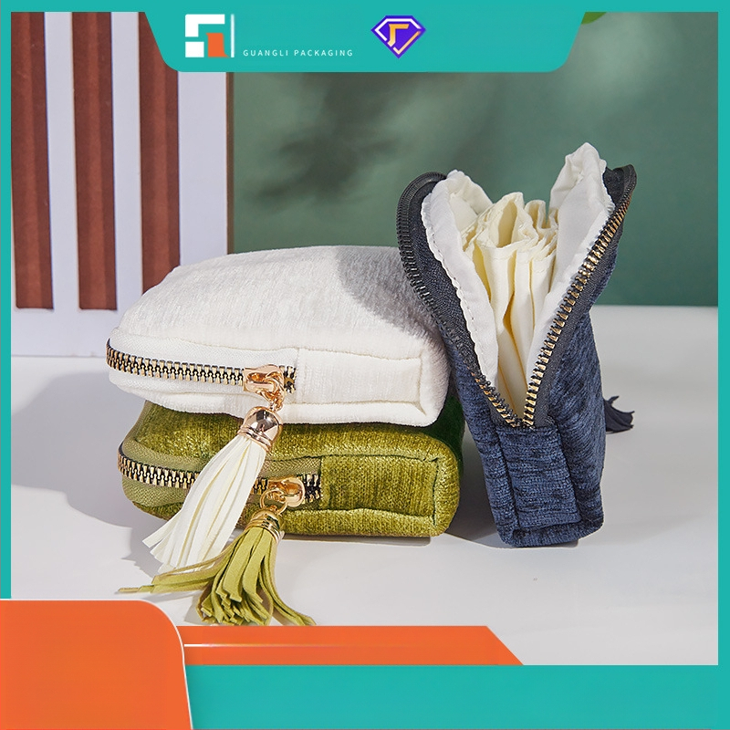 Θήκη αποθήκευσης κοσμημάτων με φούντα και φερμουάρ, Μεγάλη χωρητικότητα, βελούδινο διπλό στρώμα