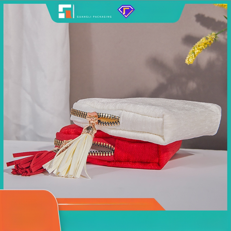 Θήκη αποθήκευσης κοσμημάτων με φούντα και φερμουάρ, Μεγάλη χωρητικότητα, βελούδινο διπλό στρώμα