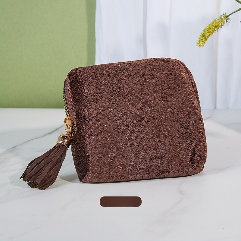 Θήκη αποθήκευσης κοσμημάτων με φούντα και φερμουάρ, Μεγάλη χωρητικότητα, βελούδινο διπλό στρώμα