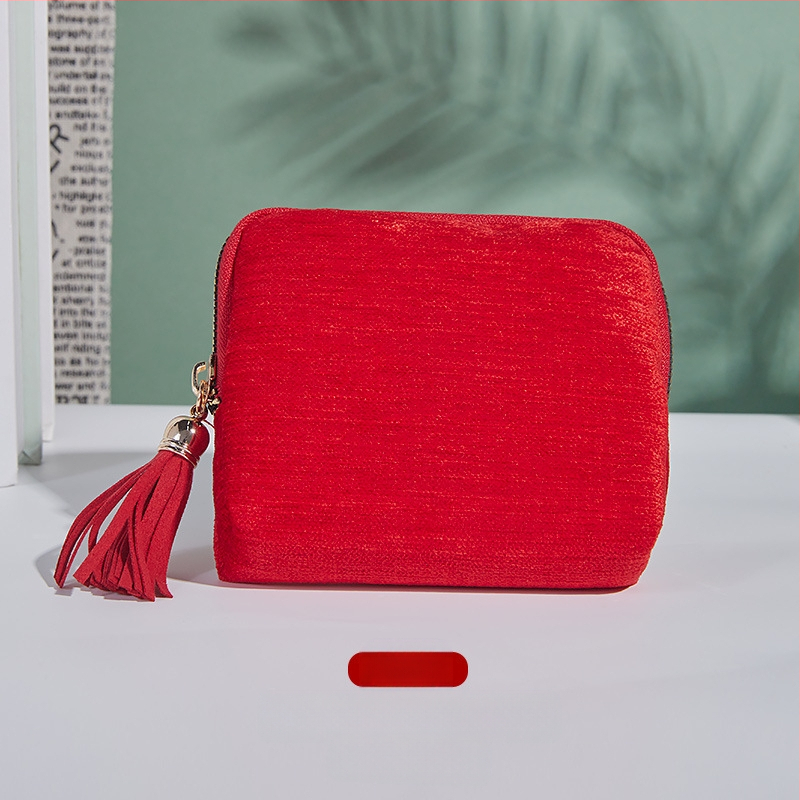 Θήκη αποθήκευσης κοσμημάτων με φούντα και φερμουάρ, Μεγάλη χωρητικότητα, βελούδινο διπλό στρώμα