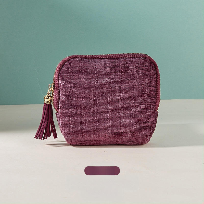 Θήκη αποθήκευσης κοσμημάτων με φούντα και φερμουάρ, Μεγάλη χωρητικότητα, βελούδινο διπλό στρώμα