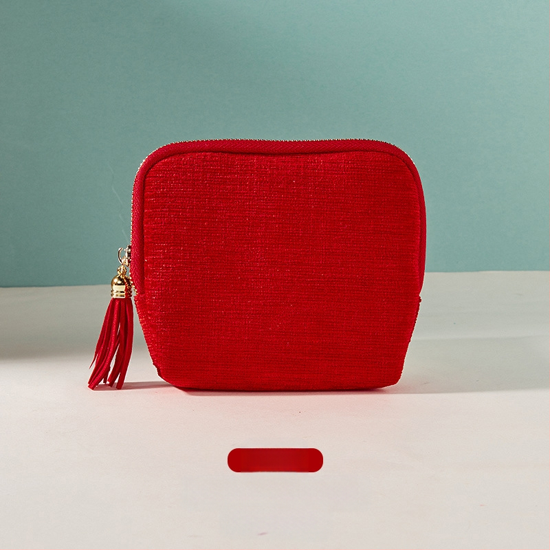 Θήκη αποθήκευσης κοσμημάτων με φούντα και φερμουάρ, Μεγάλη χωρητικότητα, βελούδινο διπλό στρώμα